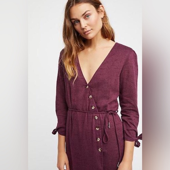 Free People | Zappora Endless Summer Wrap Midi Dress Womens size M Mulberry plum - Picture 10 of 10